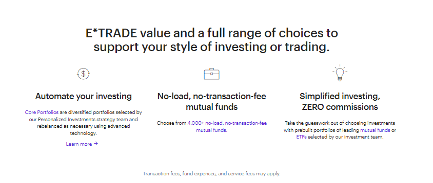 E*TRADE deposit and withdrawal methods