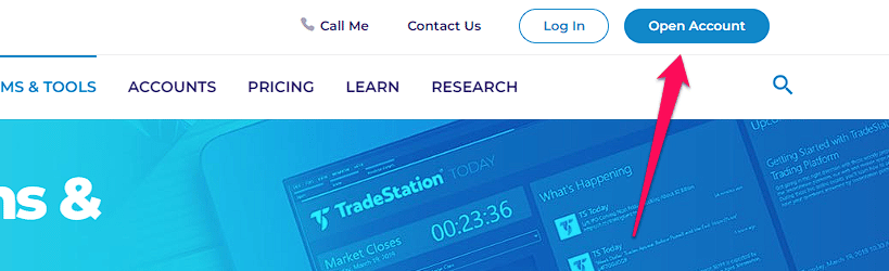 Open a tradestation account step 2