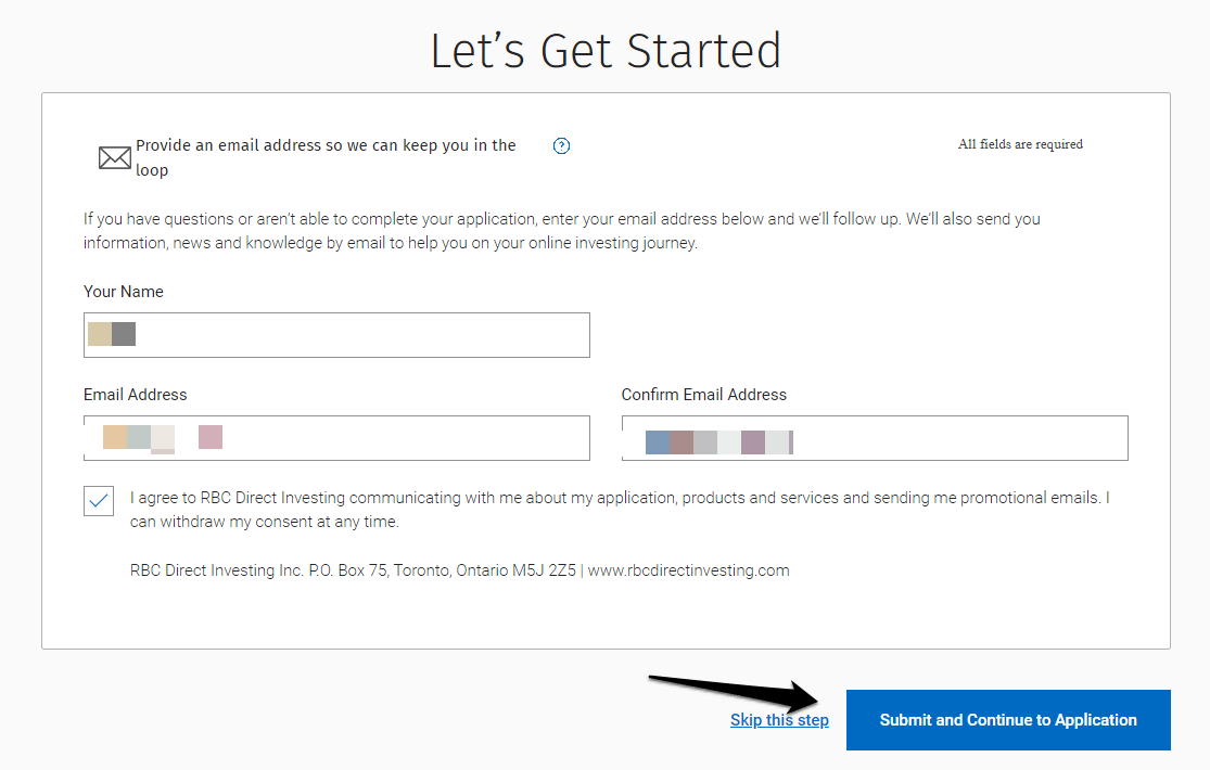 How to open an RBC Capital Markets account step by step step 2
