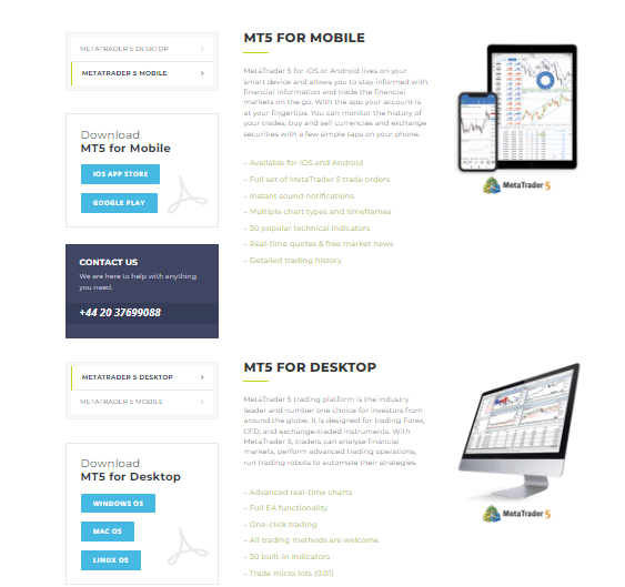 RS MARKETS Trading platforms