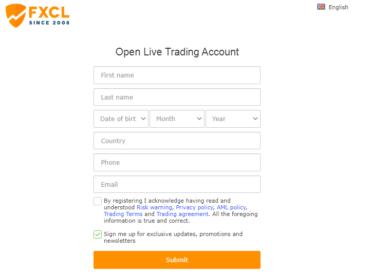 How to open an FXCL account 