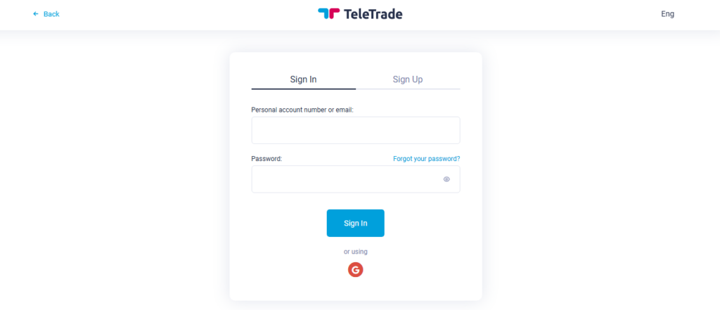TeleTrade Account Steps