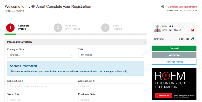 How to make an HFM Minimum Deposit step 4