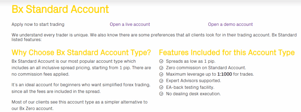 Bx Standard Account