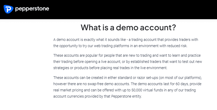 Pepperstone Demo Account Features