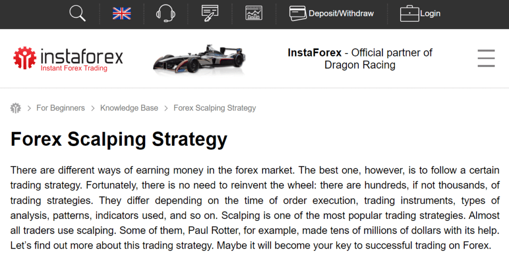 InstaForex Scalp Trading