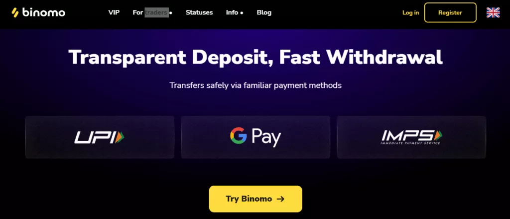Binomo Deposit and Withdrawal