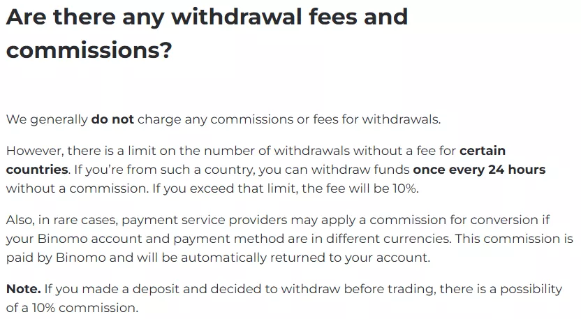 Binomo Fees