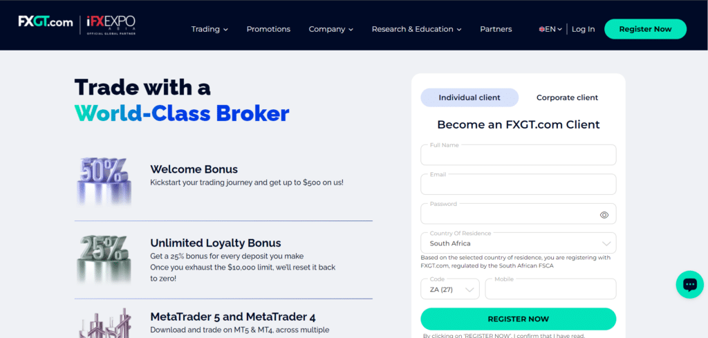 FXGT Open Demo Account