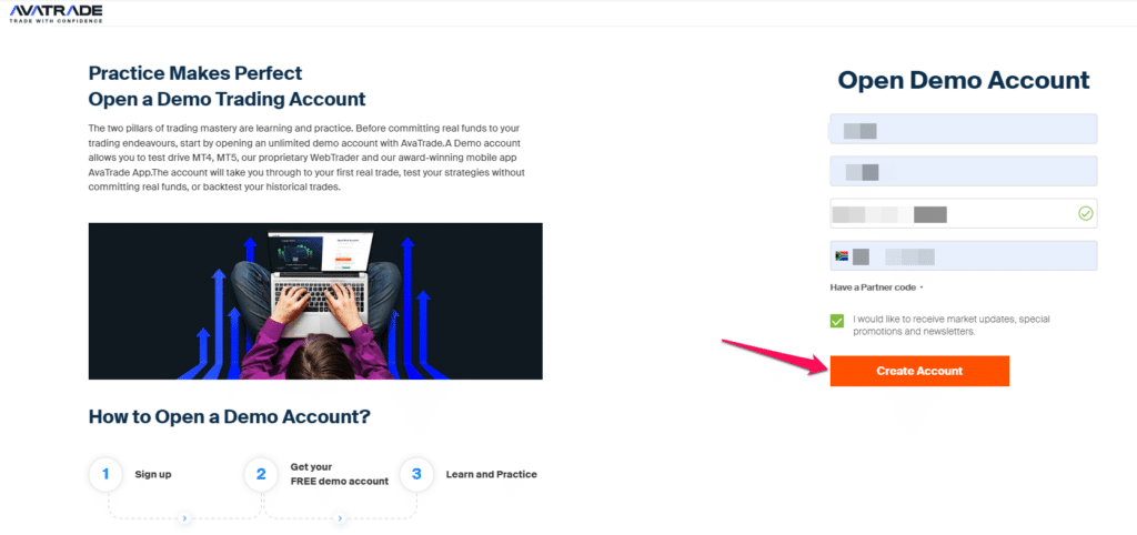 How to set up an AvaTrade Demo Account &ndash; Step 2