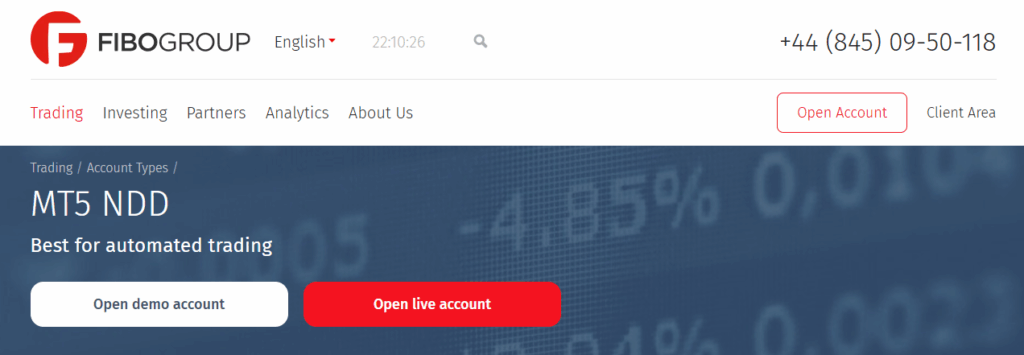 FIBO Group MT5 NDD account