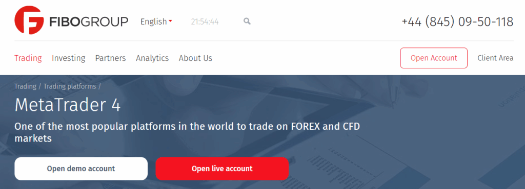 FIBO Group MetaTrader 4 platform