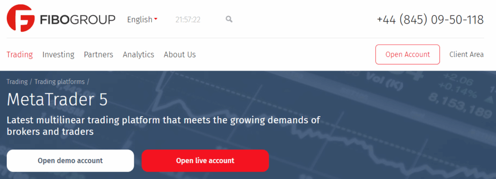 FIBO Group MetaTrader 5 platform