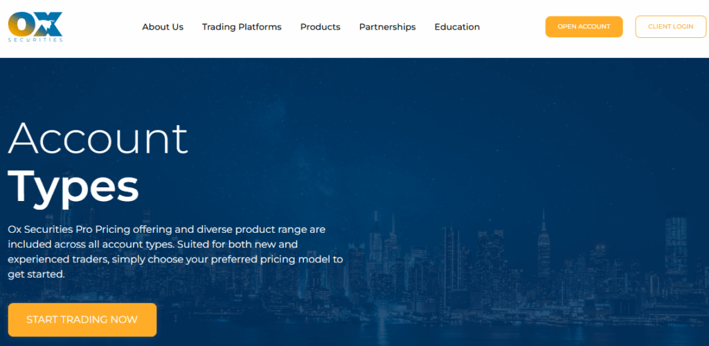 OX Securities Account Types