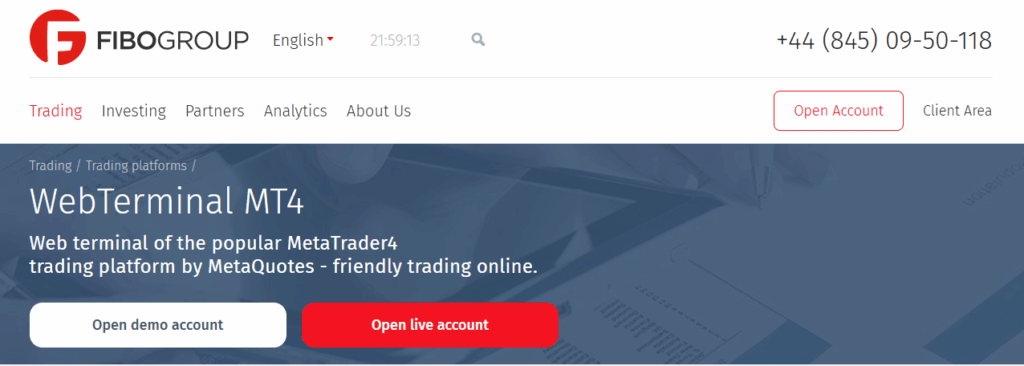 FIBO Group WebTerminal for MT4 and MT5