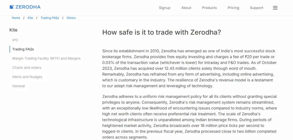 ZERODHA Safety and&nbsp; Security