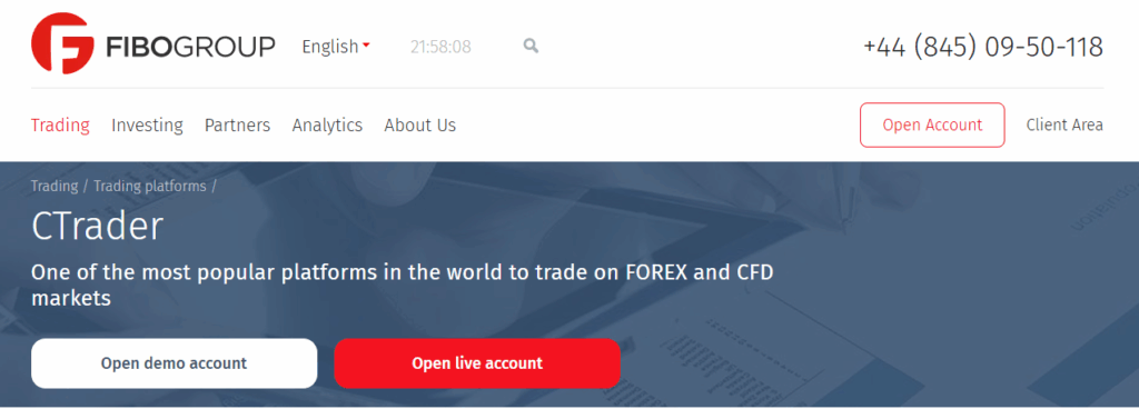 FIBO Group cTrader platform