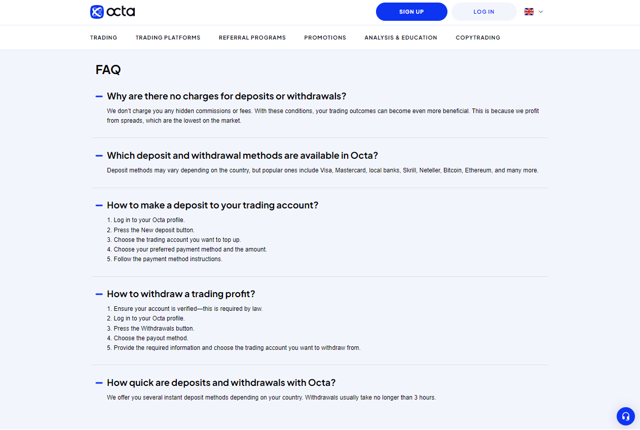 Octa Fund Withdrawal Terms and Conditions