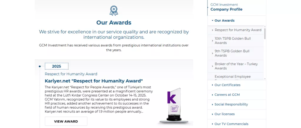 GCM Yatirim Awards