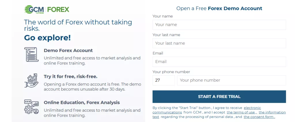 GCM Yatirim open an account 