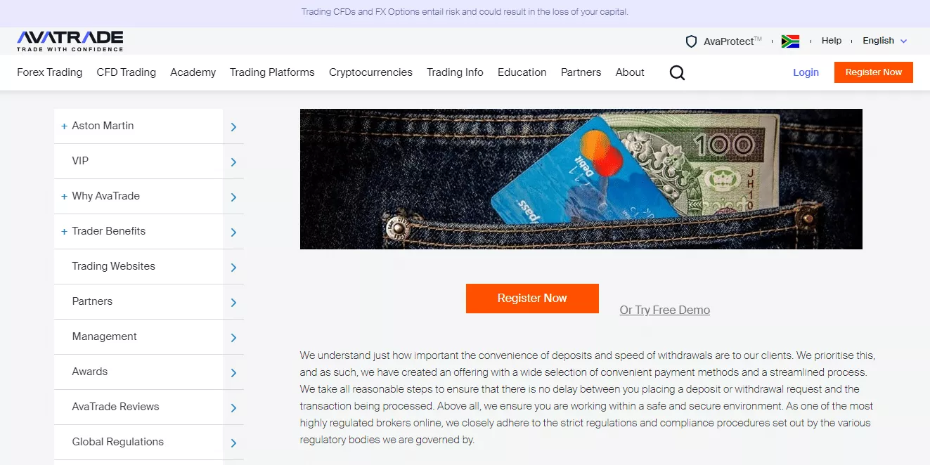 AvaTrade Withdrawal Options