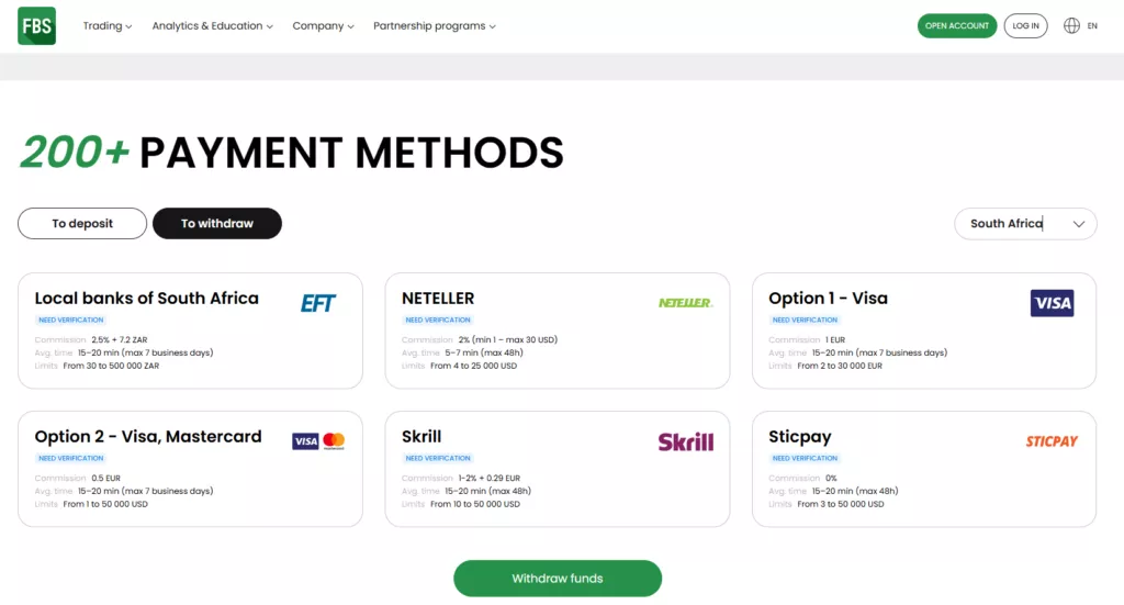 How to Withdraw Funds from FBS step 2