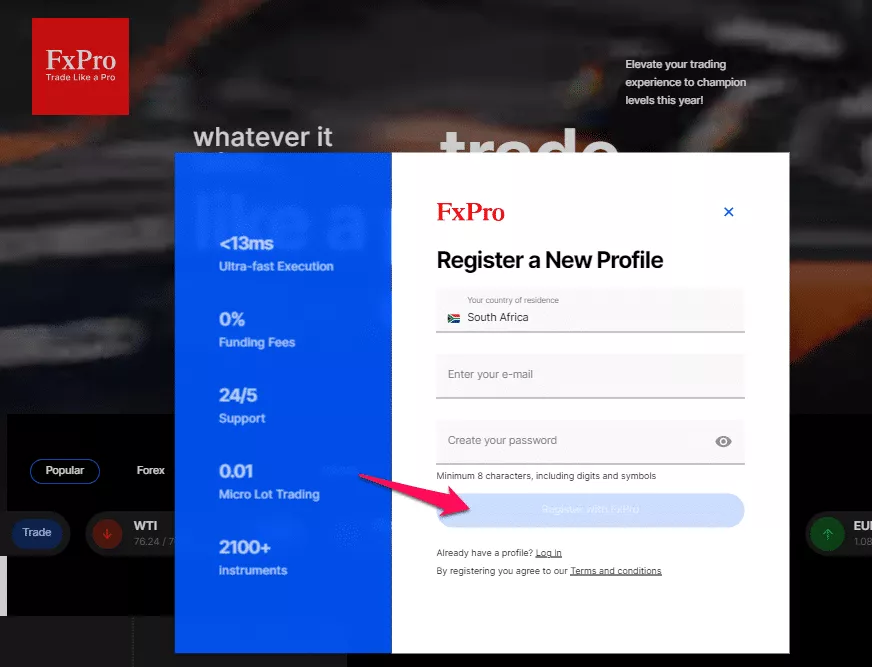How to Open a FxPro Account - Step 2