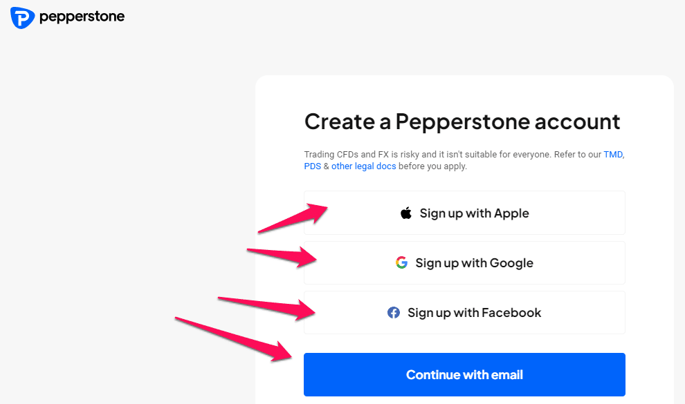 How to Open a Pepperstone Account step 2