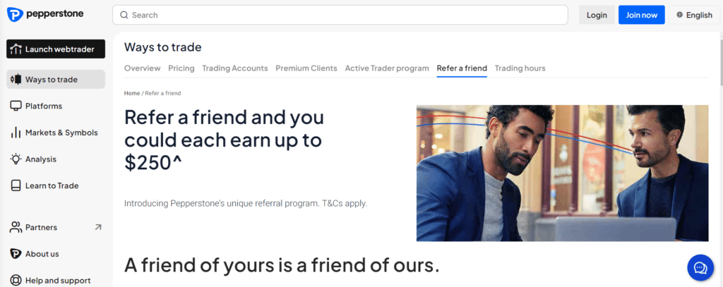 Refer-a-Friend program from Pepperstone