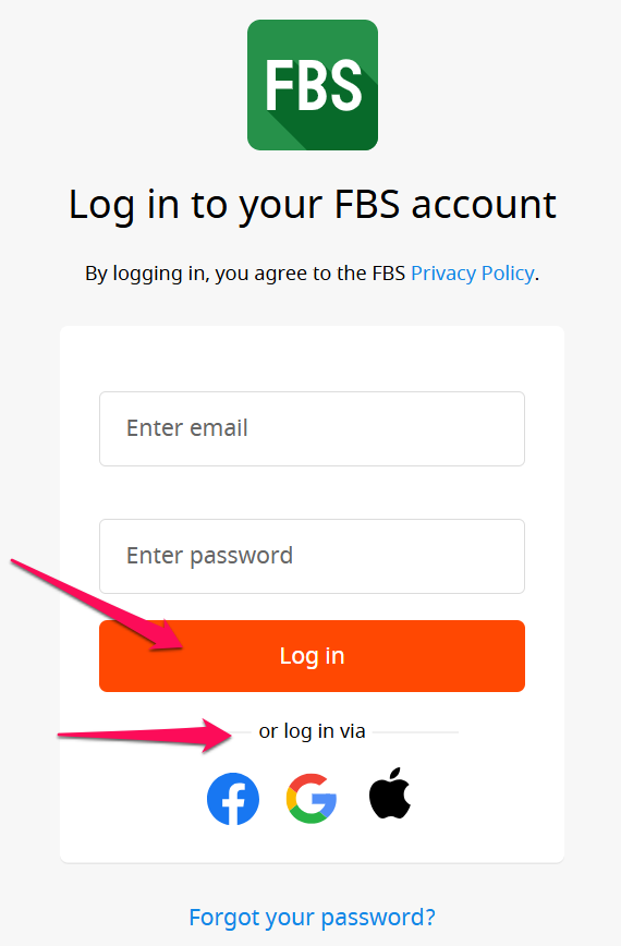 How to make a deposit with FBS step 1