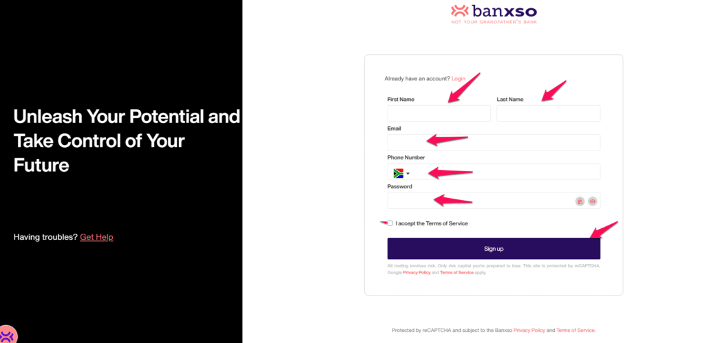 How to open a Banxso Account Step 3