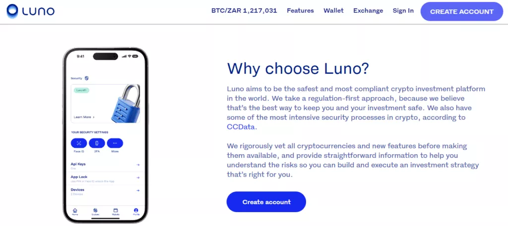 Where is Luno available, and does it support ZAR in South Africa?