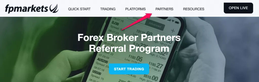 How to open an Affiliate Account with FP Markets step 1