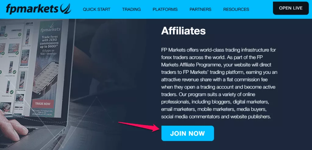How to open an Affiliate Account with FP Markets step 2