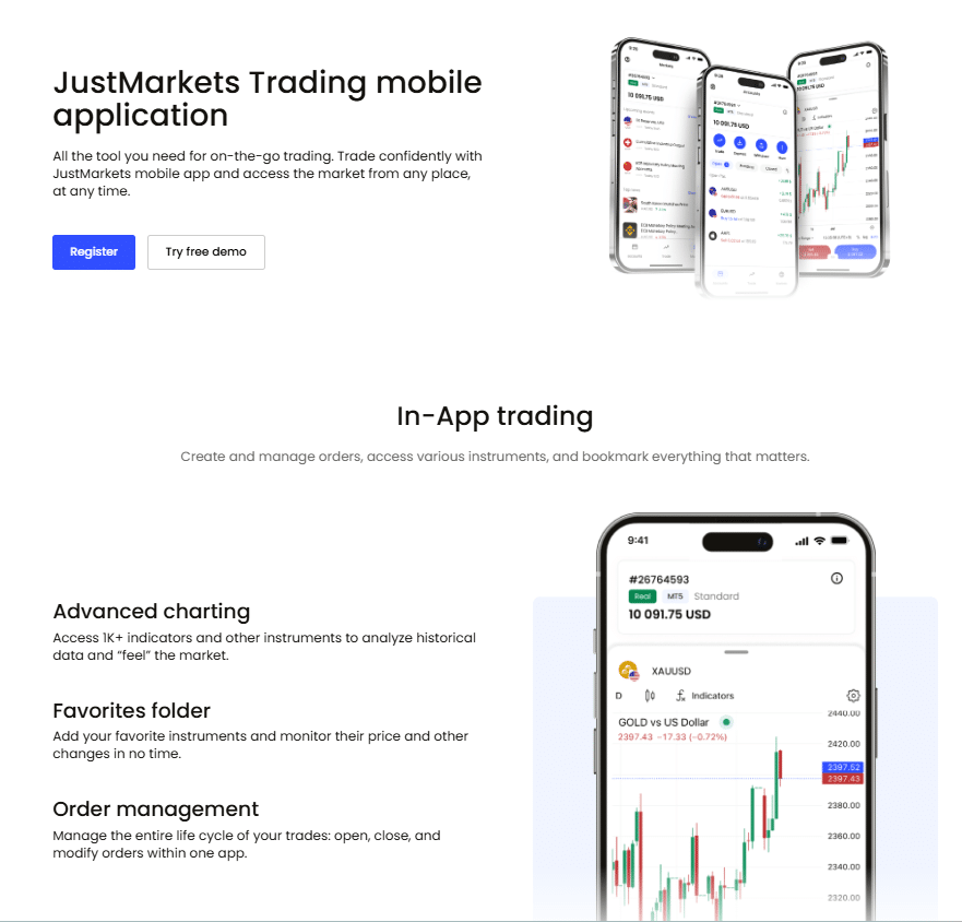 Mobile Use of JustMarkets