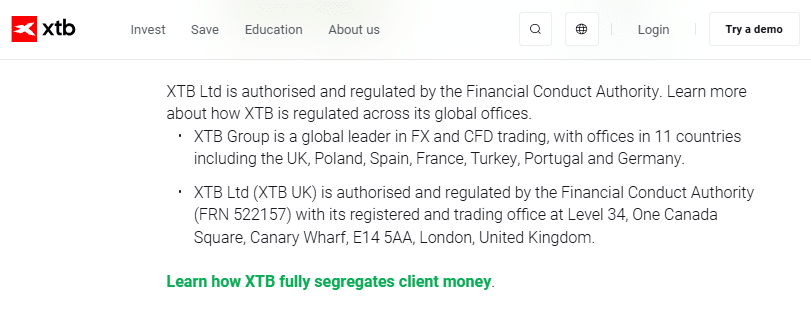 XTB FCA Regulated
