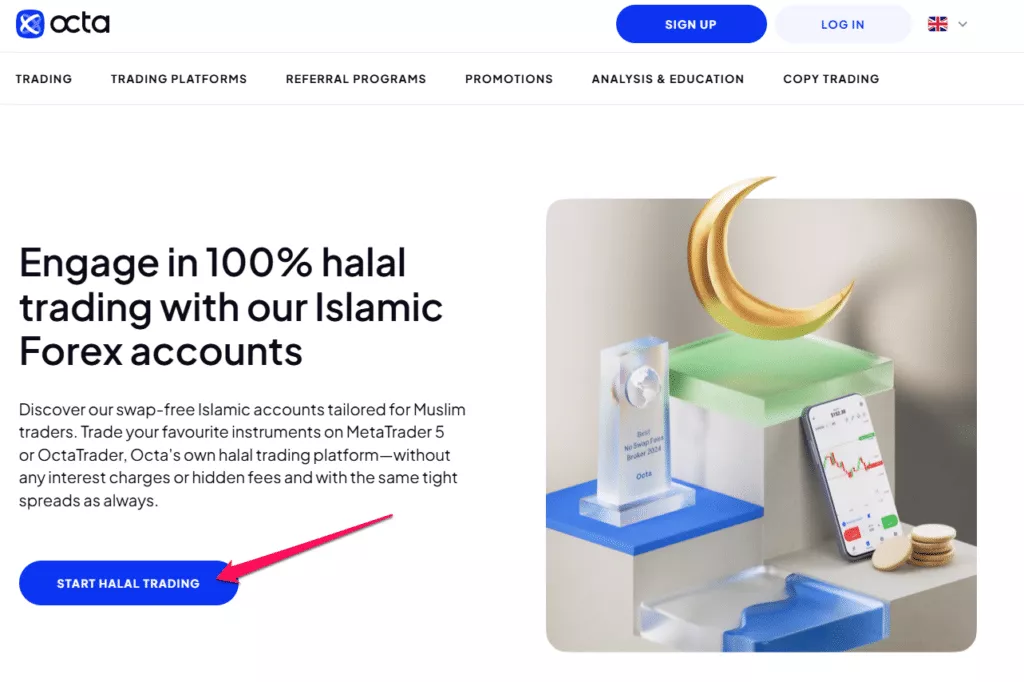 How to Open an Octa Islamic Account step 1