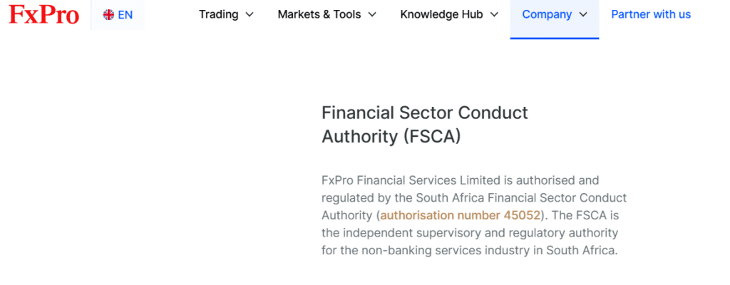 FxPro FSCA Regulated