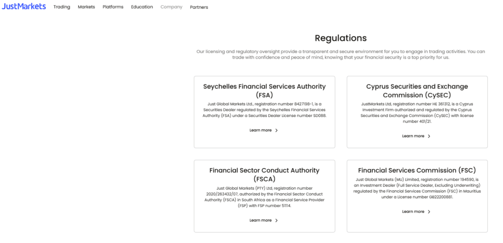 JustMarkets FSCA Regulated