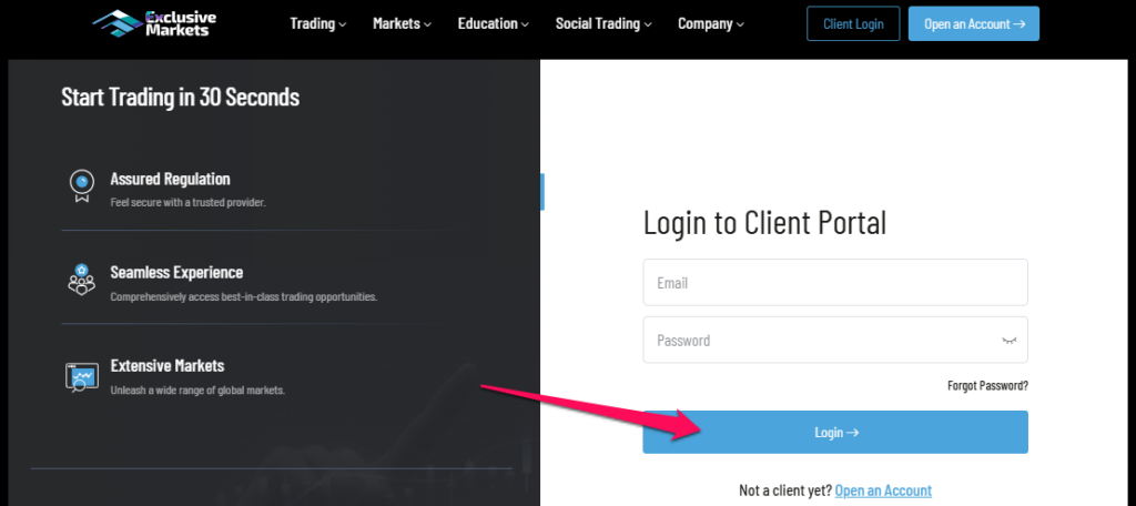 Exclusive Markets deposit step one Exclusive Markets deposit step one