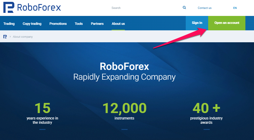 How to Open a RoboForex Account - Step 1