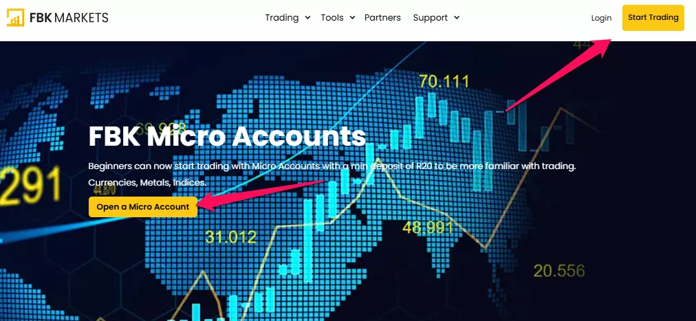 How to Open an FBK Markets Account step 1