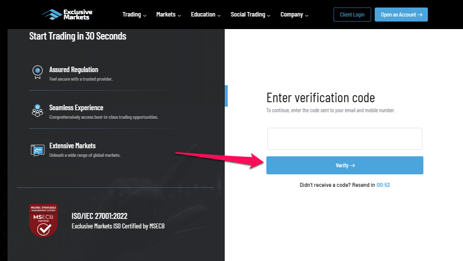How to set up an Exclusive Markets Account &ndash; Step 3