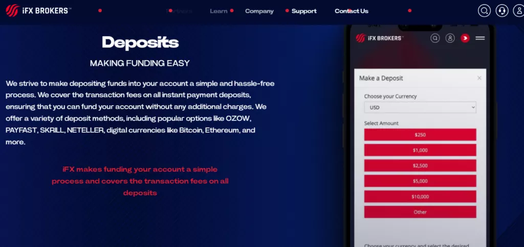 IFX Deposit and Withdrawals