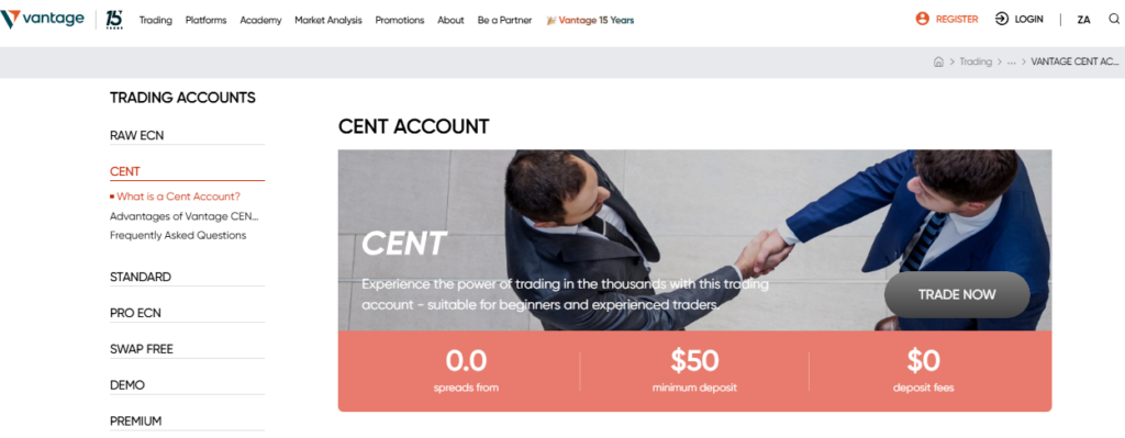 Vantage Markets Cent Account