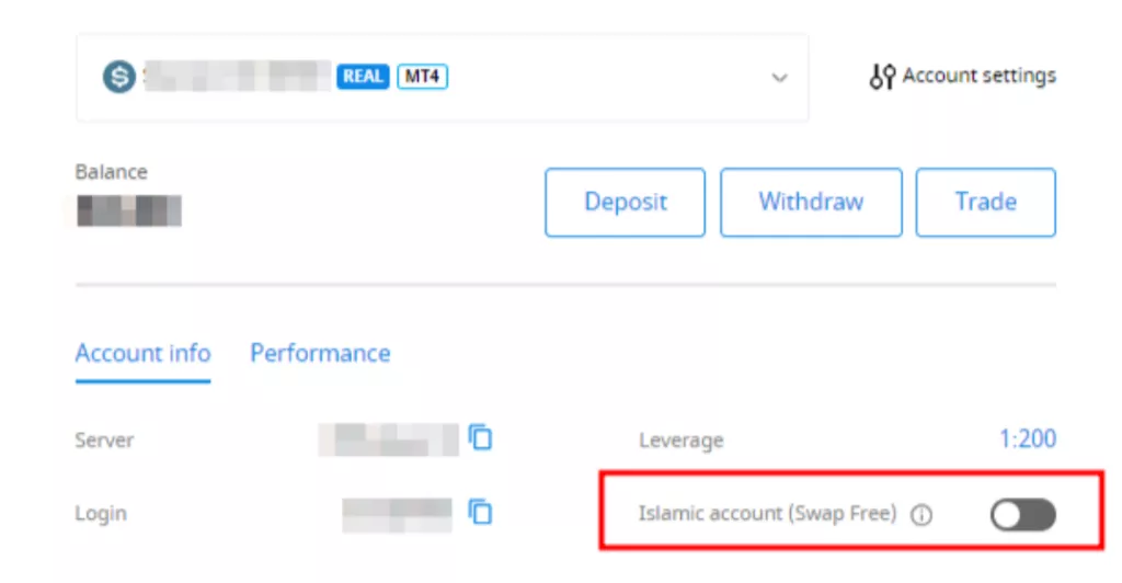 Changing account status to Swap-free