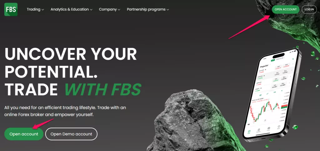 How to Open an FBS Account step 1