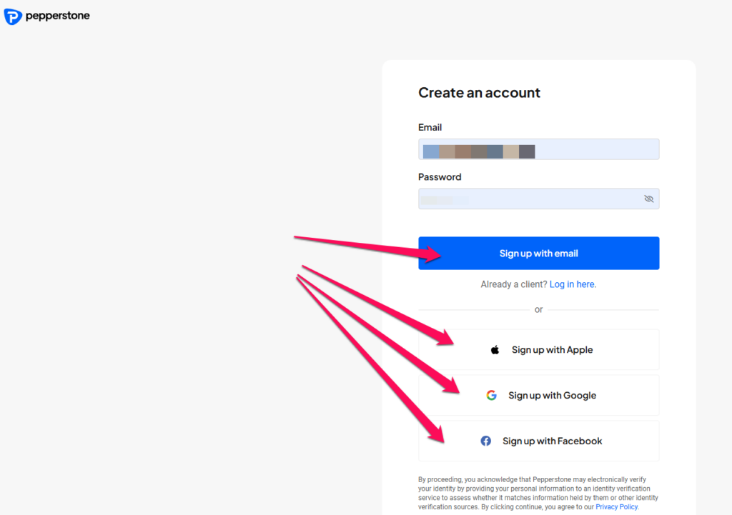 How to open an Affiliate Account with Pepperstone step 2