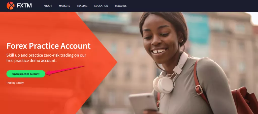 How to set up an FXTM Demo Account step 1