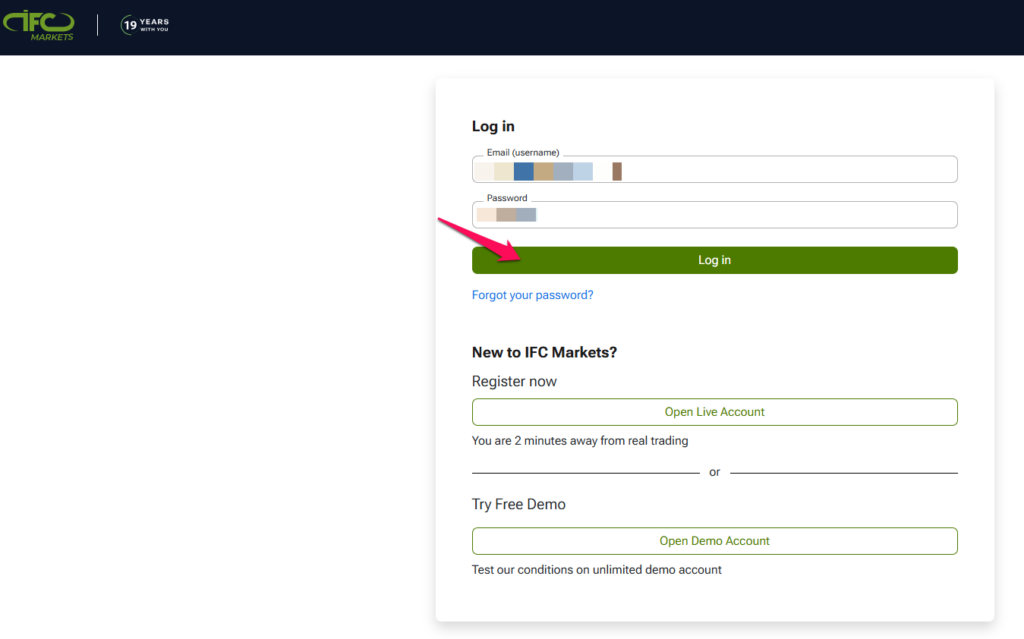 How to make an IFC Markets minimum deposit step 1